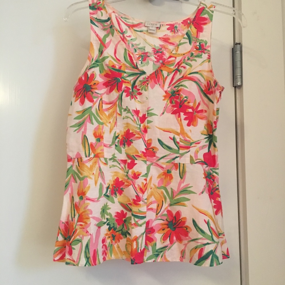 ! J Crew Sleeveless Peplum Linen Top - 0